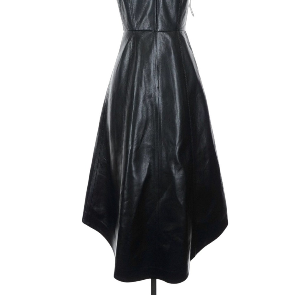 Wilfred Belcanto Black Vegan Leather High-Low Midi Dress Size 4 Minimalist - Picture 8 of 12